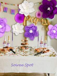 3 pièces Fleurs en papier de soie violet, fournitures de fleurs artificielles pour décoration de fête, décoration de mariage, mur d'arrière-plan, décoration de chambre, baby shower