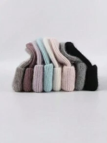 FADZOYLE 1pc Women's Knitted Cuffed Beanie, Soft Loose Warm Comfortable Knit Hat, Unisex Adult Ski Running Cap, Winter