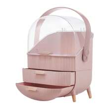 LIVINGANDHOME 14 Colors Multi-Function Makeup Storage Case, Cosmetics Organizer, Jewelry Organizer Case, Finishing Box, Makeup Storage Box, Cosmetic Box, JewelryBox, Makeup Organizer, Makeup Storage Organizer,Cabinet Decorative - Pink - View 9
