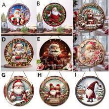 Đồ trang trí Giáng sinh 1 cái "Holiday Charm" Vòng hoa gỗ tròn trang trí tường mừng Giáng sinh vui vẻ cho cửa ra vào, phòng khách và lễ kỷ niệm Giáng sinh - Nhiều màu - Xem 12