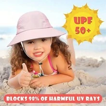 Binomata 2顶幼儿及儿童卡通印花渔夫帽，可调节宽檐沙滩遮阳帽，防紫外线，适合0-6岁儿童 - 彩色 - 查看 4