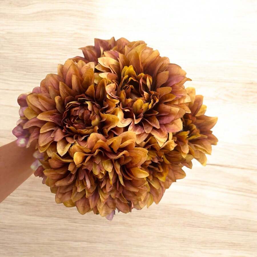 Artificial Standing Large Dahlia Bouquet - 鏽棕色 - 查看 1