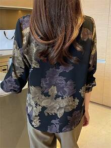 Women Floral Print Casual Long Sleeve Blouse,Long Sleeve Tops