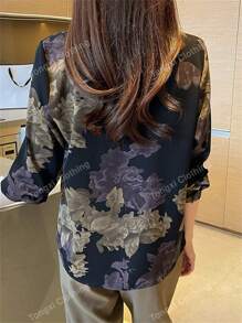 Women Floral Print Casual Long Sleeve Blouse,Long Sleeve Tops