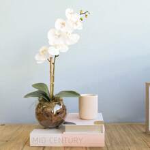 Galho Haste Orquídea Branco Artificial Folhagem Decoração Para Arranjos