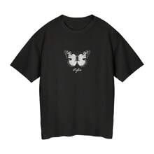 Women's Oversized Black Streetwear Round Neck T-Shirt From S To G4 Styles - màu đen - Xem 1