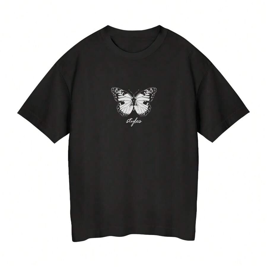 Women's Oversized Black Streetwear Round Neck T-Shirt From S To G4 Styles - màu đen - Xem 1