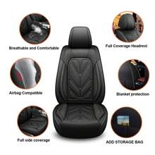 New Luxury Leather 5-Seats Car Seat Cover Protector Cushion Full Set Universal Front Rear Waterproof