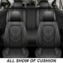 New Luxury Leather 5-Seats Car Seat Cover Protector Cushion Full Set Universal Front Rear Waterproof
