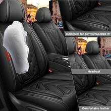 New Luxury Leather 5-Seats Car Seat Cover Protector Cushion Full Set Universal Front Rear Waterproof