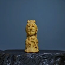 1pc Handmade Wooden Carved Chinese Four Beauties Figurine, Natural Solid Wood Sculpture, Elegant Desktop Decor, Creative Home Accents, Wonderful Gift - Multicolor - View 12