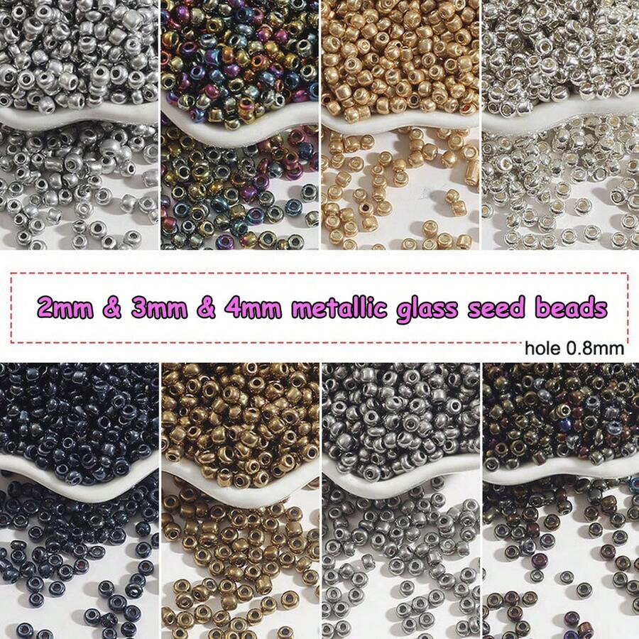 2 毫米 1800 颗金属玻璃种子珠、小工艺珠、小隔珠，用于制作珠宝 DIY 手链项链