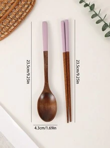 1set Colorful Wooden Spoon And Chopsticks Set, For Everyday Dining Christmas Gift,School Supplies - Multicolor - View 11