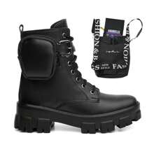 Blogueira Tratorada Combat Boot + Power Bags Crossbody Bag - 黑色 - 查看 1
