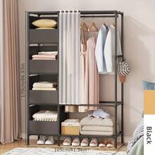 Tủ quần áo đơn giản di động có móc treo 4 lớp, bộ sắp xếp tủ quần áo độc lập và hệ thống lưu trữ có thanh treo và móc bên. Móc treo kim loại thích hợp cho tủ quần áo, phòng ngủ, lối vào, v.v., tiết kiệm không gian. - Nhiều màu - Xem 8