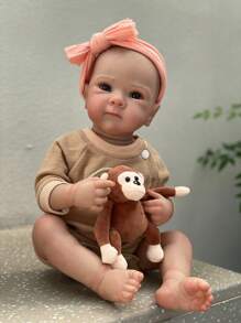Bettie Doll head 1 and 4 1 件 18 英寸可爱重生娃娃 Bettie Girl 全身柔软乙烯基幼儿婴儿手工制作逼真可水洗新生娃娃生日礼物（包括猴子娃娃）婴儿重生、猴子娃娃、小女孩娃娃、女婴玩具、婴儿娃娃、新生娃娃 - Vinyl Girl - 查看 2