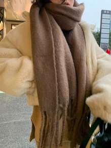 1pc Solid Color Women's Winter Scarf,  Winter Warm Neck,Autumn And Winter New Tassel Long Scarf, High-End And Thickened Warm And Cold Resistant Multifunctional Shawl Scarf, Suitable For Daily Use By Men And Women Accessories Women