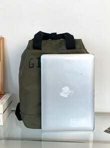 新款休闲简约男士背包，时尚百搭背包，适合高中生、大学生、户外活动男士包返校学校用品大学包教师学校背包书包大容量书包行李背包学校铅笔盒 - 綠色 - 查看 5