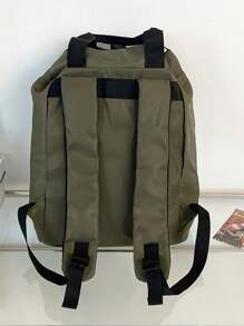 新款休闲简约男士背包，时尚百搭背包，适合高中生、大学生、户外活动男士包返校学校用品大学包教师学校背包书包大容量书包行李背包学校铅笔盒 - 綠色 - 查看 7