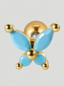 1PC Stainless Steel Cz Butterfly Ear Tragus Cartilage Turquoise Butterfly Lobe Helix Daith Earrings Piercing Body Jewelry - As Shown - View 18