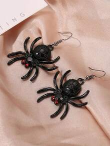 1 对蜘蛛形夸张动物耳环独特耳环万圣节恶作剧礼物女士 - 黑色 - 查看 2