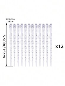 12 件透明圣诞冰锥装饰冰条人造冰柱装饰创意圣诞树线冰块，圣诞装饰，圣诞礼物 - 彩色 - 查看 13