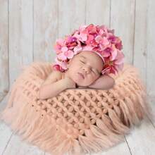 Manta de fotografía para bebés como accesorio de cesta, mantas blandas para fotografía de bebés recién nacidos, relleno para cestas de sesión de fotos, manta de fondo para baby shower, decoraciones y regalos para baby shower y Pascua, para niñas/niños - Multicolor - Ver 3