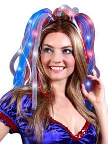Flashing LED Headbands With Red, White And Blue Hair Lights Halloween - Multicolor - View 5