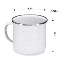 1pc Customized Logo Or Photo Enamel Mug, Company Logo, Camping Mug, Wedding Logo Enamel Coffee Cup, Milk Cup, Beverage Cup, Custom Exclusive Tea Cup, Special Unique Gift, Wedding Anniversary Gift, Christmas Gift, Birthday Gift, Multifunctional, Adjustable, Anti-Mildew, Decorative, Reusable, Exquisite, Cute, High Quality, Modern, Colorful, Adorable, Comfortable, Fashionable, Cartoon, Customized, Personalized, Unique - Silver - View 6