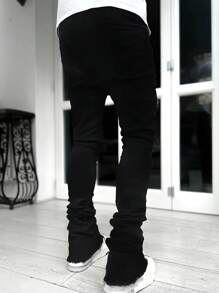 Men's Streetwear Skinny Jeans - Solid Color, Elastic, Fashion Fit