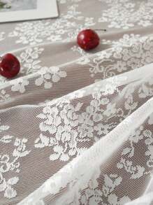 1 pezzo Tovaglia rotonda romantica in jacquard con fiori di margherita bianchi puri