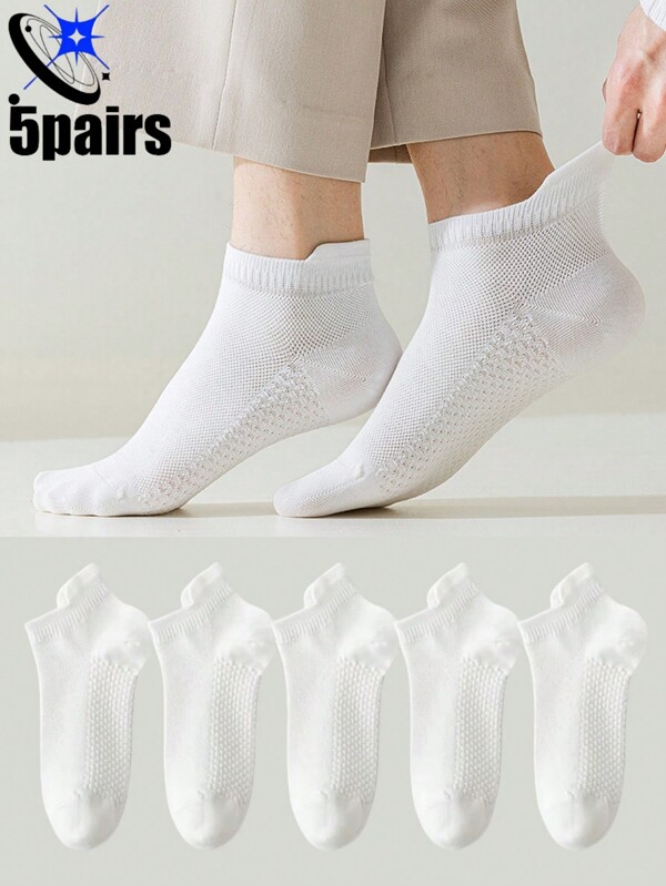 5 Pairs Of Men's Ear-Lift Breathable Massage Bottom Socks Suitable For Daily Life, For Gym