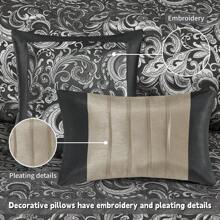 Brystol 24 chiếc giường trong một túi Bộ chăn ga gối đệm thoải mái, Chăn bông giả lụa Jacquard Paisley Thiết kế phù hợp với rèm xuống, Lựa chọn thay thế cho tất cả các mùa Có màu đen, đỏ, xanh lam, xanh mòng két, xanh lam, xanh nước biển, xanh lam, nâu, nữ hoàng/vua/ vua California - màu đen - Xem 9