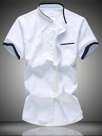 Men's Single-Breasted Neutral Kitchen Short Chef Shirt