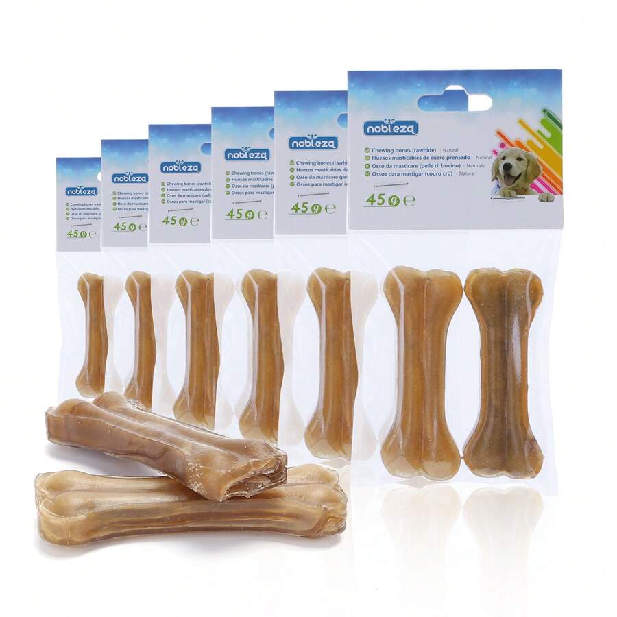 Nobleza - Hueso Prensado para Perros Fortalecedor de Dientes Stick Dental Dog Snack, Hueso de Nudillos Crudo, Hueso para morder, 7.6cm,12pcs