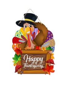 Decoraciones del tema del Día de Acción de Gracias, letrero de puerta de cuerda de yute para dormitorio y sala de estar - Multicolor - Ver 12