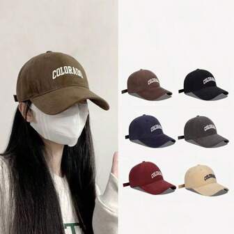 1 件男女通用大号字母和数字印花休闲棒球帽，宽边太阳帽，适合春夏秋冬