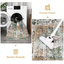 Living Room Area Rugs Indoor Vintage Boho Rug Bedroom Traditional Washable Rug Non Slip Distressed Floor Carpet For Dining Room Floral Print Retro Carpet Mat Throw Rug Hallway Runner Kitchen Floorcover Mat Entryway Mat For Laundry Bathroom, Taupe - 綠色 - 查看 7