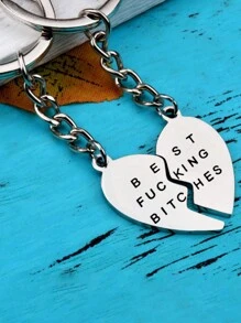 2PCS/Set Zinc Alloy Material "Best ." Personalized Keychain, Couple Keychain, Jewelry Accessories Gift, Valentine'S Day, Clothing Decoration, Keychain Gift For Boyfriend And Husband Gifts Birthday Graduation - Silver - View 2