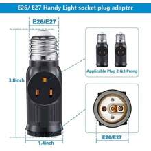 SMART TREE 2Pcs Light Socket Adapter E26/E27 Heat-Resistant 2/3 Prong Light Socket Outlet - 1 - Xem 2