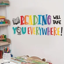 Adesivo de parede com citação inspiradora de 1 unidade, a leitura o levará a todos os lugares, adesivos de parede autoadesivos, entrada do quarto, sala de estar, varanda, decoração de casa, adesivos de parede, adesivos removíveis, decalques de decoração de parede