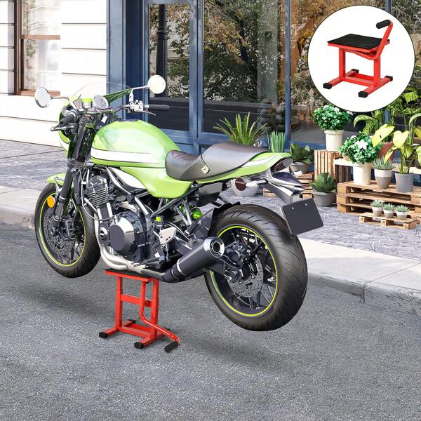 HOMCOM DURHAND HOMCOM Support Universel de Moto réglable cric hydraulique lève Moto béquille d'atelier Stand Moto Tout-Terrain Moto Cross supermotard Rouge