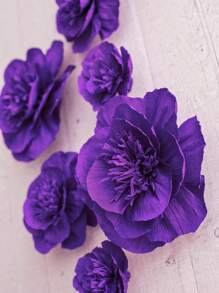 3 pièces Fleurs en papier de soie violet, fournitures de fleurs artificielles pour décoration de fête, décoration de mariage, mur d'arrière-plan, décoration de chambre, baby shower