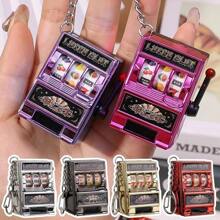 1Pc Mini Fruit Slot Machine Keychain Lucky Jackpot Retro Toy Coin Operated Games Gambling Machine Stress Reliever For Adult Gift - Lottery Machine Game Keychain - View 3