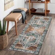 Living Room Area Rugs Indoor Vintage Boho Rug Bedroom Traditional Washable Rug Non Slip Distressed Floor Carpet For Dining Room Floral Print Retro Carpet Mat Throw Rug Hallway Runner Kitchen Floorcover Mat Entryway Mat For Laundry Bathroom, Taupe - 鏽 - 查看 1
