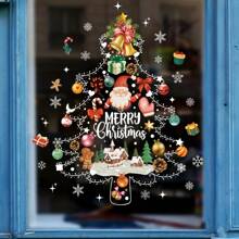 1 miếng dán cửa sổ tĩnh điện Giáng sinh, miếng dán cửa sổ kính hình cây thông Noel, người tuyết, ông già Noel, hoa văn bông tuyết, phòng ngủ, lối vào, phòng khách, hiên nhà, trang trí nhà cửa, miếng dán có thể tháo rời, đồ trang trí Giáng sinh, quà tặng Giáng sinh - Nhiều màu - Xem 1