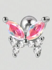 1PC Stainless Steel Cz Butterfly Ear Tragus Cartilage Turquoise Butterfly Lobe Helix Daith Earrings Piercing Body Jewelry - As Shown - View 17