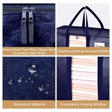 6 Pcs 100L/150L Large Capacity Bed Under Storage Bag, Foldable Moving Bags With Strong Handles & Zippers, Clear Window, Water-Resistant Storage Totes Halloween Decorations Halloween Costumes Autumn Decor Festival Decor - Blue - View 5