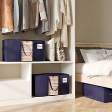 6 Pcs 100L/150L Large Capacity Bed Under Storage Bag, Foldable Moving Bags With Strong Handles & Zippers, Clear Window, Water-Resistant Storage Totes Halloween Decorations Halloween Costumes Autumn Decor Festival Decor - Blue - View 2