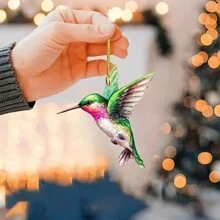 Charming Green Hummingbird Acrylic Pendant - 2D Decorative Accessory For Car Rearview Mirror, Bag And Keychain - Ideal Couples And Holiday Gift,Home Decor ,Room Decor,Wall Decor Gifts Birthday Graduation - Multicolor - View 1
